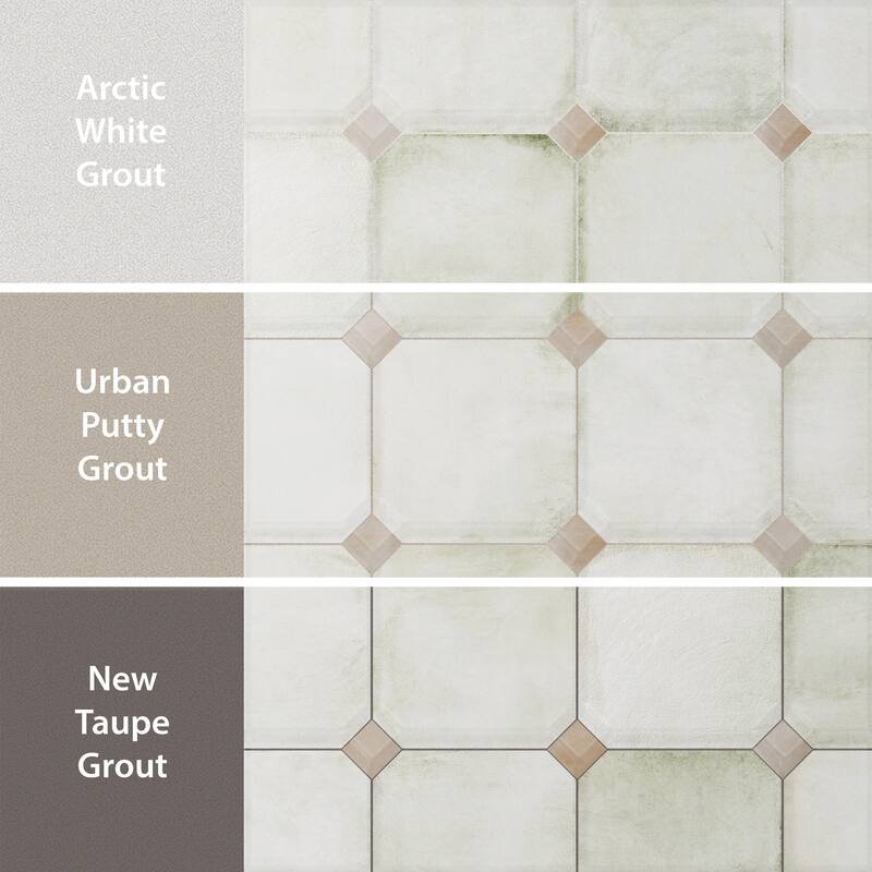 Merola Tile Laverton Octagon Nieve with Taco Arena 7-7/8" x 7-7/8" Porcelain Floor and Wall Tile