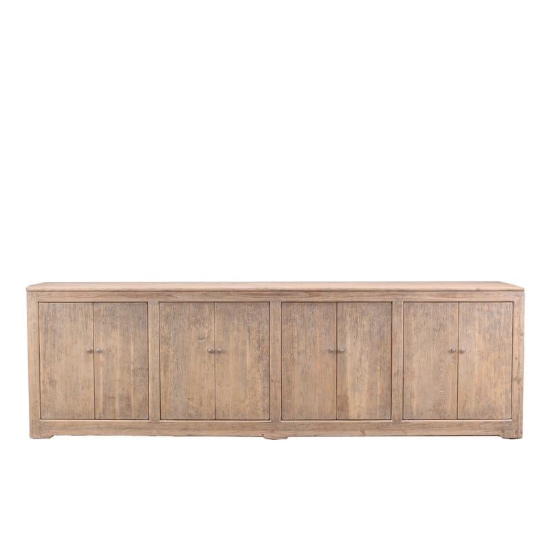 122" Long Ravello Cabnet with 8 Doors Weathered Natural