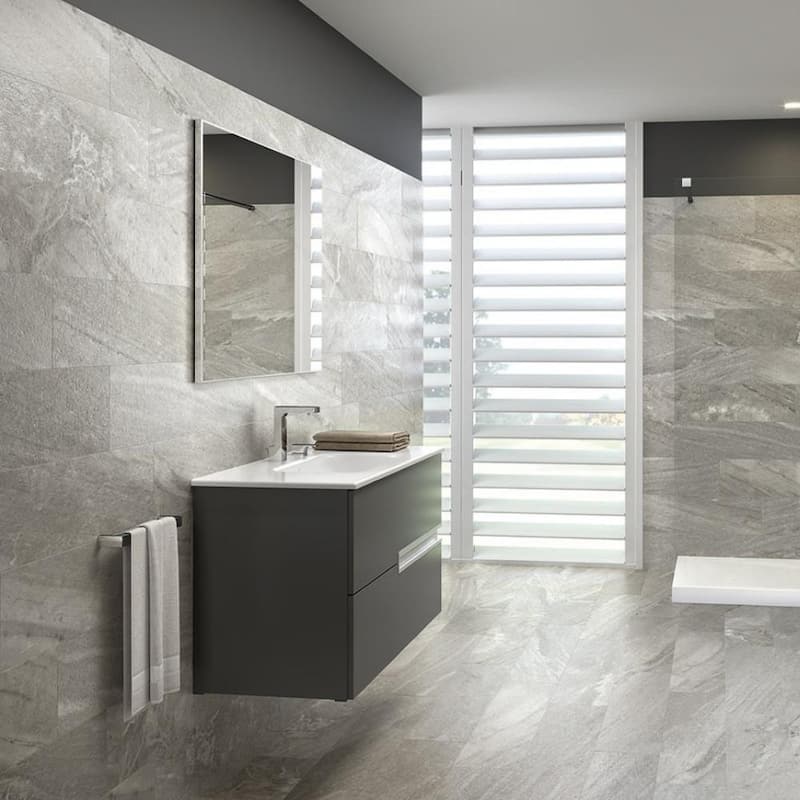 Bayside 12x24 Gris Stone Look Matte Porcelain Tile - Floor & Wall