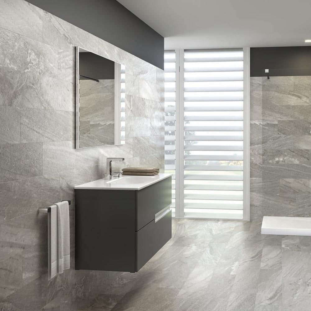 Bayside 12x24 Gris Stone Look Matte Porcelain Tile - Floor & Wall