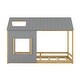 preview thumbnail 29 of 30, Full Size House Bed With Roof And Window - White+Natural