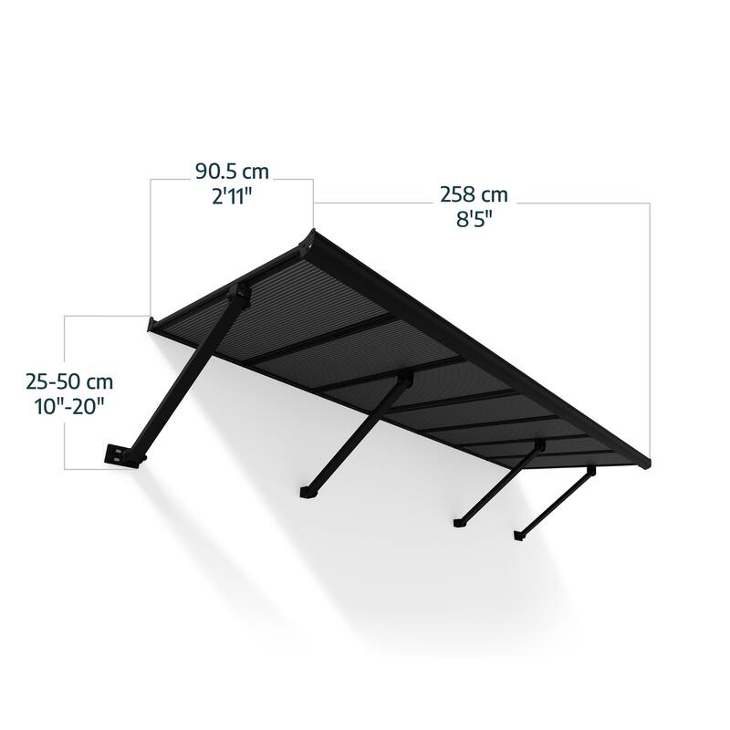 Canopia Augustine 3 ft. Black/Gray Door and Window Awning