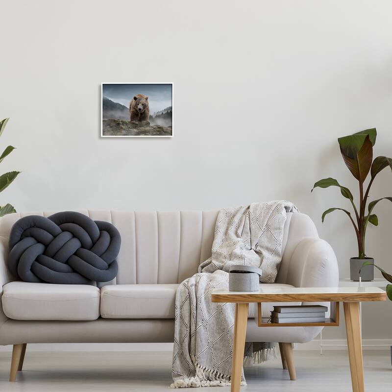 Stupell Roaring Brown Grizzly Bear Rocky Mountain Top View Framed Wall Art, Design by Kelley Parker