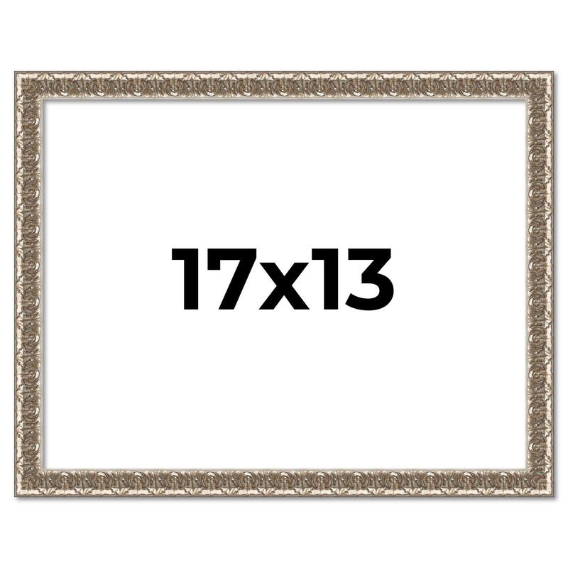 17x13 Frame Silver Versailles Ornate Solid Wood Picture Frame | 1 Inch