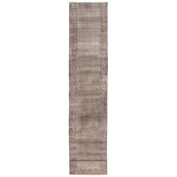 ECARPETGALLERY Hand-knotted Color Transition Grey Wool Rug - 2'7 x 14'0. Opens flyout.