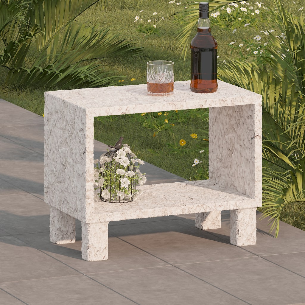 Patio Side Table With Shelf