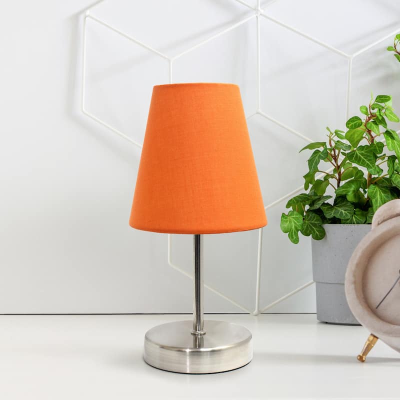10.5" Petite Metal Stick Lamp in Sw Nickel w Fabric Shade