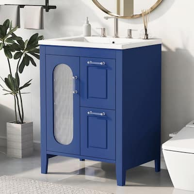 24" Bathroom Vanity with Sink - Cabinet with 2 Drawers, Door, and Adjustable Shelf