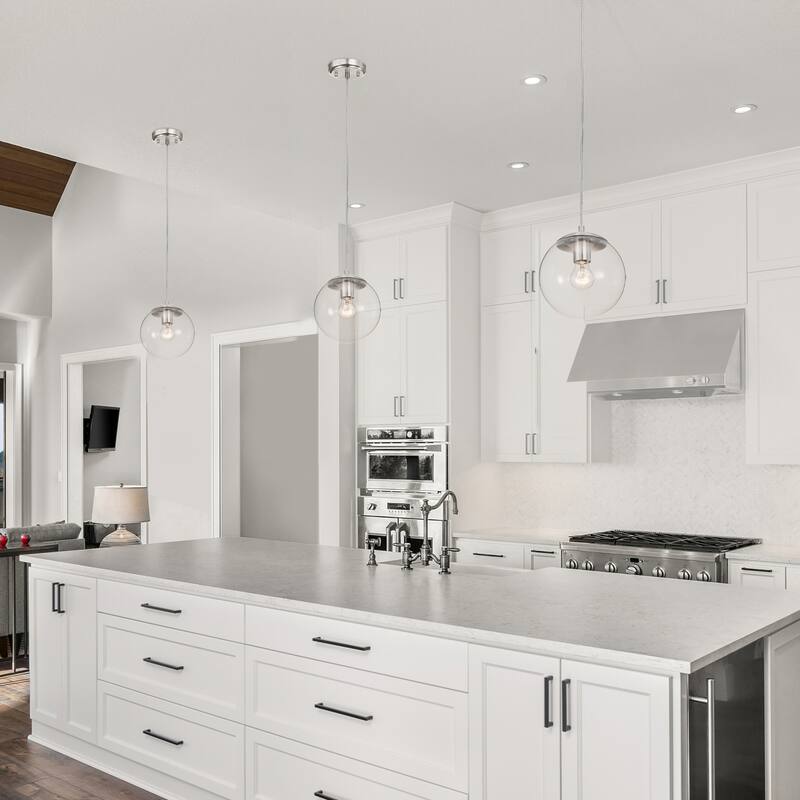 7.75 in. 1-Light Matte Black/Brushed Nickel Pendant Light with Clear Globe Glass Shade