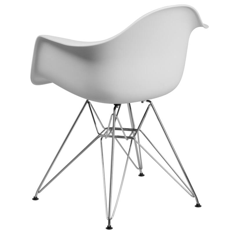 Plastic Chair with Arms and Chrome Base