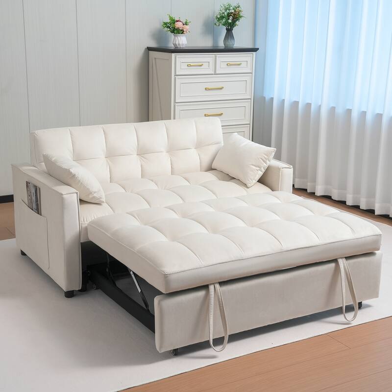 Versatile 3-in-1 Velvet Sleeper Sofa with Storage and Pillows for All Rooms