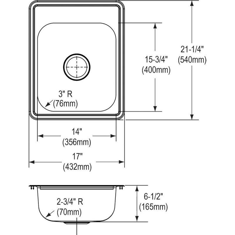 Elkay Dayton 17" Drop In Single Basin Stainless Steel Bar Sink