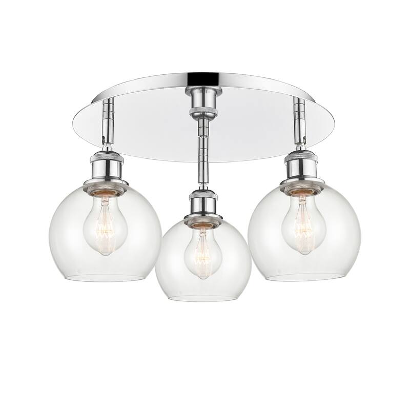 Innovations Lighting Athens - 3 Light 18" Flush Mount - Clear/Polished Chrome