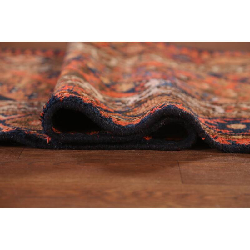 Hand Knotted Oriental 100% Wool Carpet Traditional Geometric Oranges & Rust Lori Runner Rug - 14' 9'' X 2' 10''