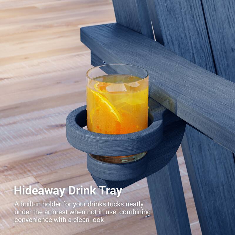 Foldable HDPE Adirondack Chair All-Weather W/ Cup Holder