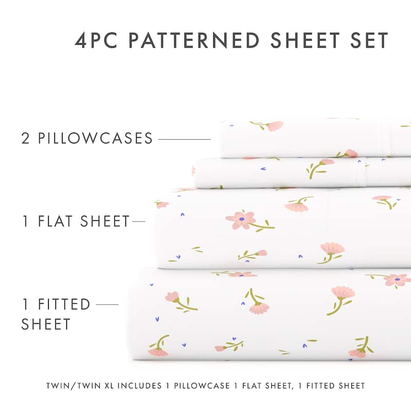 Becky Cameron Double Brushed Printed 4pc Deep Pocket Bedsheet Sets