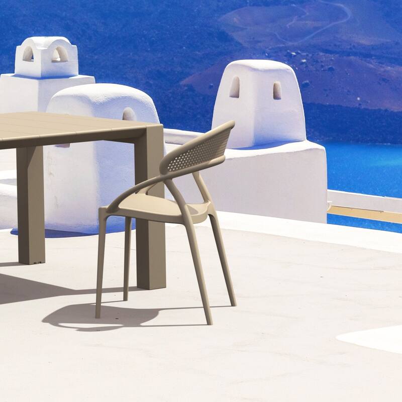 32.25" Taupe Mesh Outdoor Patio Round Dining Chair