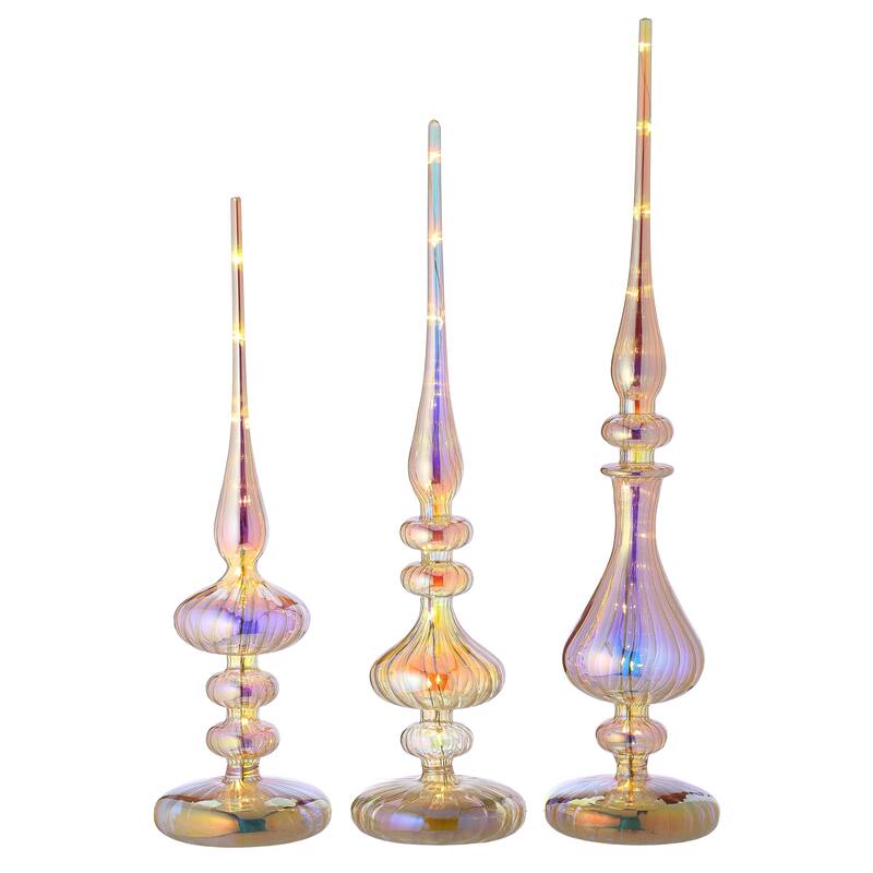 15-20" Led Glass Obelisk Set of 3
