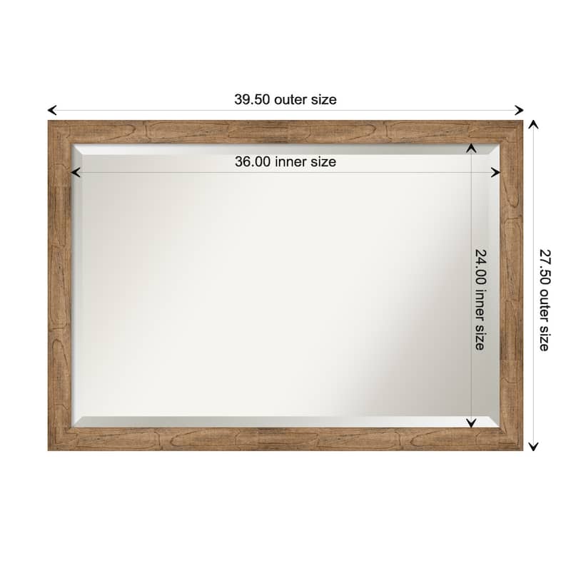 Beveled Wood Wall Mirror - Owl Brown Narrow Frame