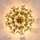 preview thumbnail 15 of 16, Antique Gold Butterfly Bowl 4-Light Semi Flush Mount Ceiling Light - 17.7"W x 10.4"H