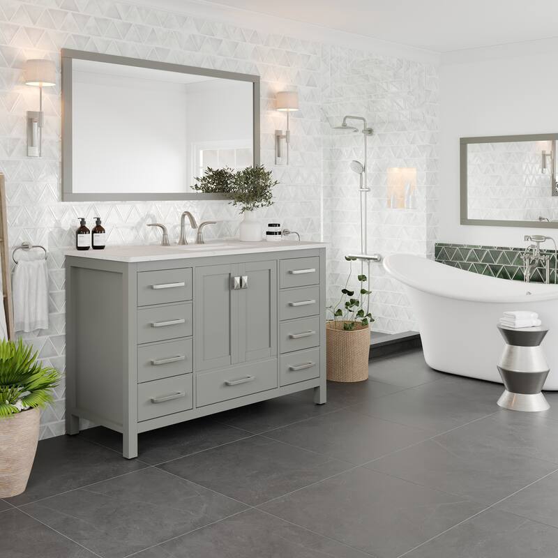 Eviva Aberdeen 42"W x 22"D Bath Vanity with Carrara Quartz Top