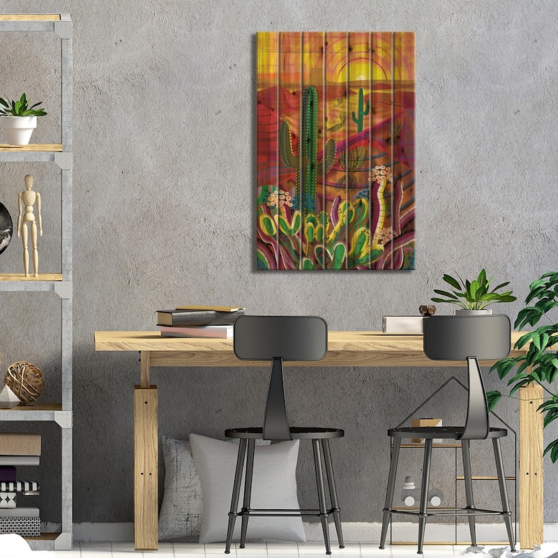Peyote Dawn Print On Wood by Charles Harker - Multi-Color