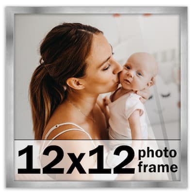 12x12 Frame Silver Stainless Steel Solid Wood Picture Frame | 0.75