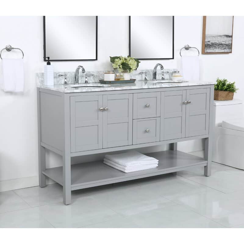 Modern 60" Double Bathroom Vanity Sink - 60"x21.5"x35"