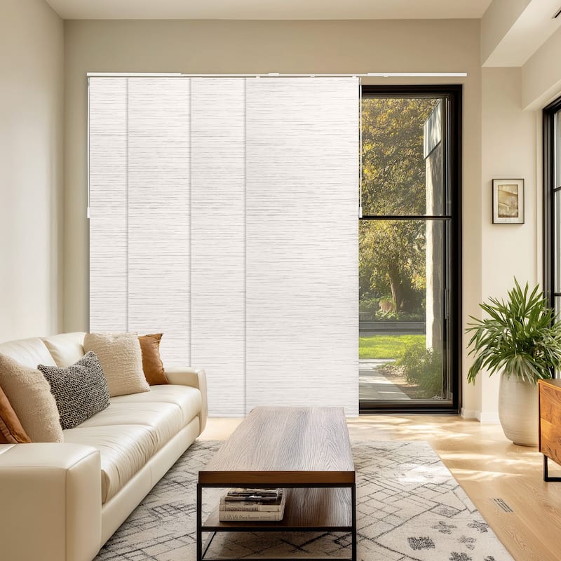 CHICOLOGY Adjustable Sliding Panels, Light Filtering - 46"- 86" W X 92" H - White