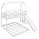 preview thumbnail 18 of 24, Twin Over Full House Bunk Bed with Slide, Wooden Floor Bunk Bed w/Built-in Ladder & Safety Guardrails, for Kids Teens Girls Boys