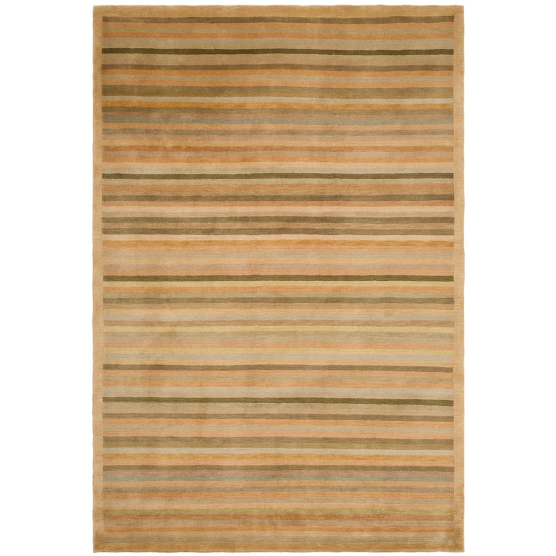 SAFAVIEH Couture Hand-knotted Tibetan Soledade Modern Wool Rug with - 3' x 5' - Apricot/Sage