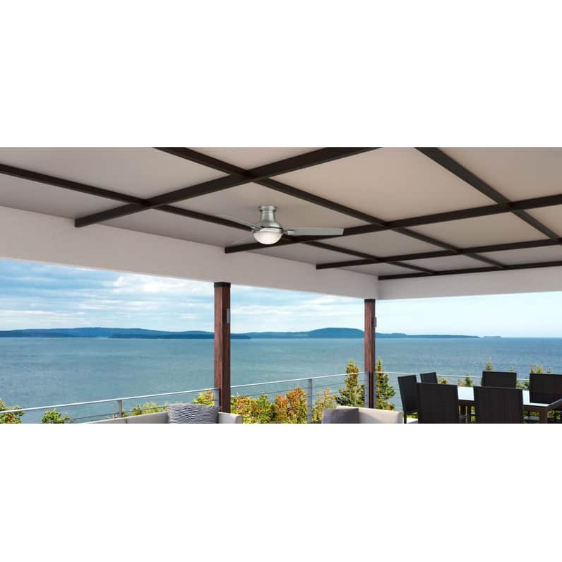 Casablanca 44" Verse Outdoor Ceiling Fan with LED Light Kit and Handheld Remote - Contemporary Retro - DAMP RATED!