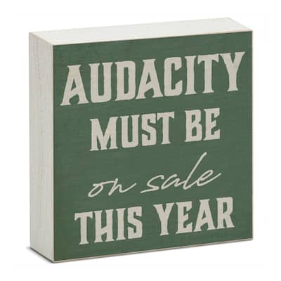 Artistic Freestanding Solid Wood Block Sign Made in the USA 3.75” Square Decorative Accent for Home or Office - Multi