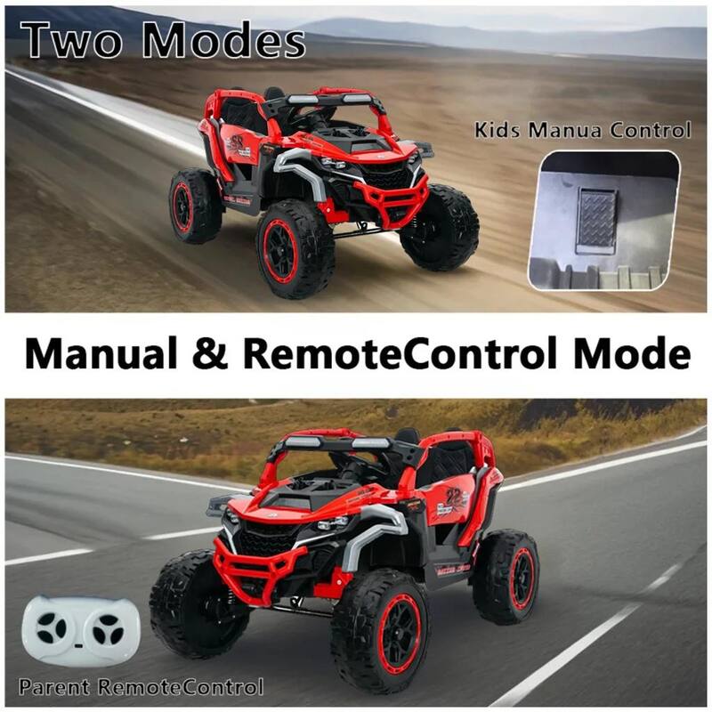 Ride on Models Truck Car 12V Kids Electric Vehicles, Remote Control, Front & Rear Shock Suspension, 2 Seater UTV - Red