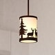 preview thumbnail 1 of 9, Acadia Bronze Rustic Mini Pendant Ceiling Light White Linen Shade Deer and Tree - 7.5-in W x 23-in H x 7.5-in D Bronze - 7.5-in W x 23-in H x 7.5-in D