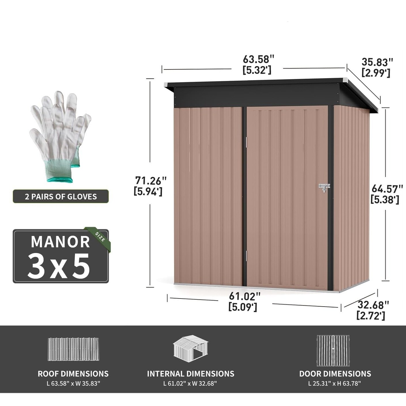 AOXUN 5'x2.7' Outdoor Storage Sheds - 3*5FT - Bed Bath & Beyond
