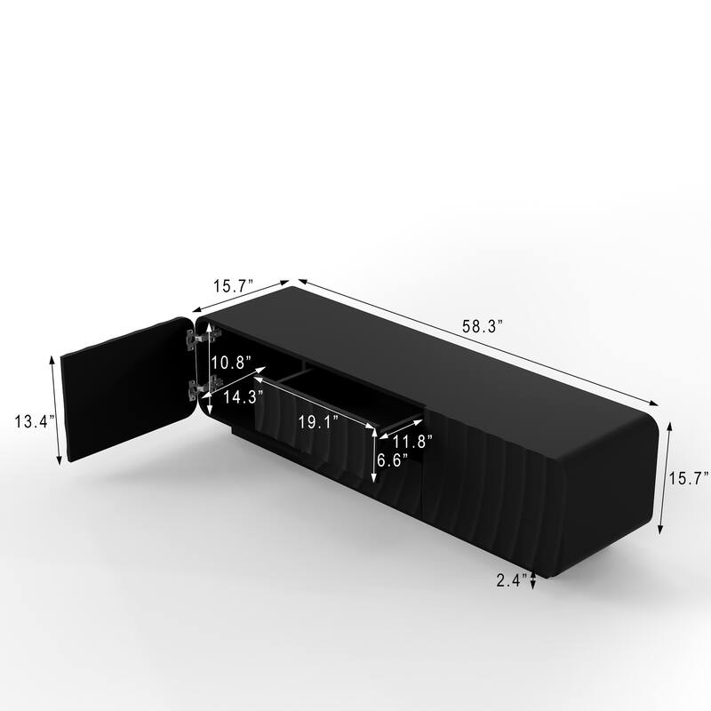Rossetta Modern Unique Spiral Wave Smooth Rounded Corner Design TV Console Cabinet with Drawers, up to 58''