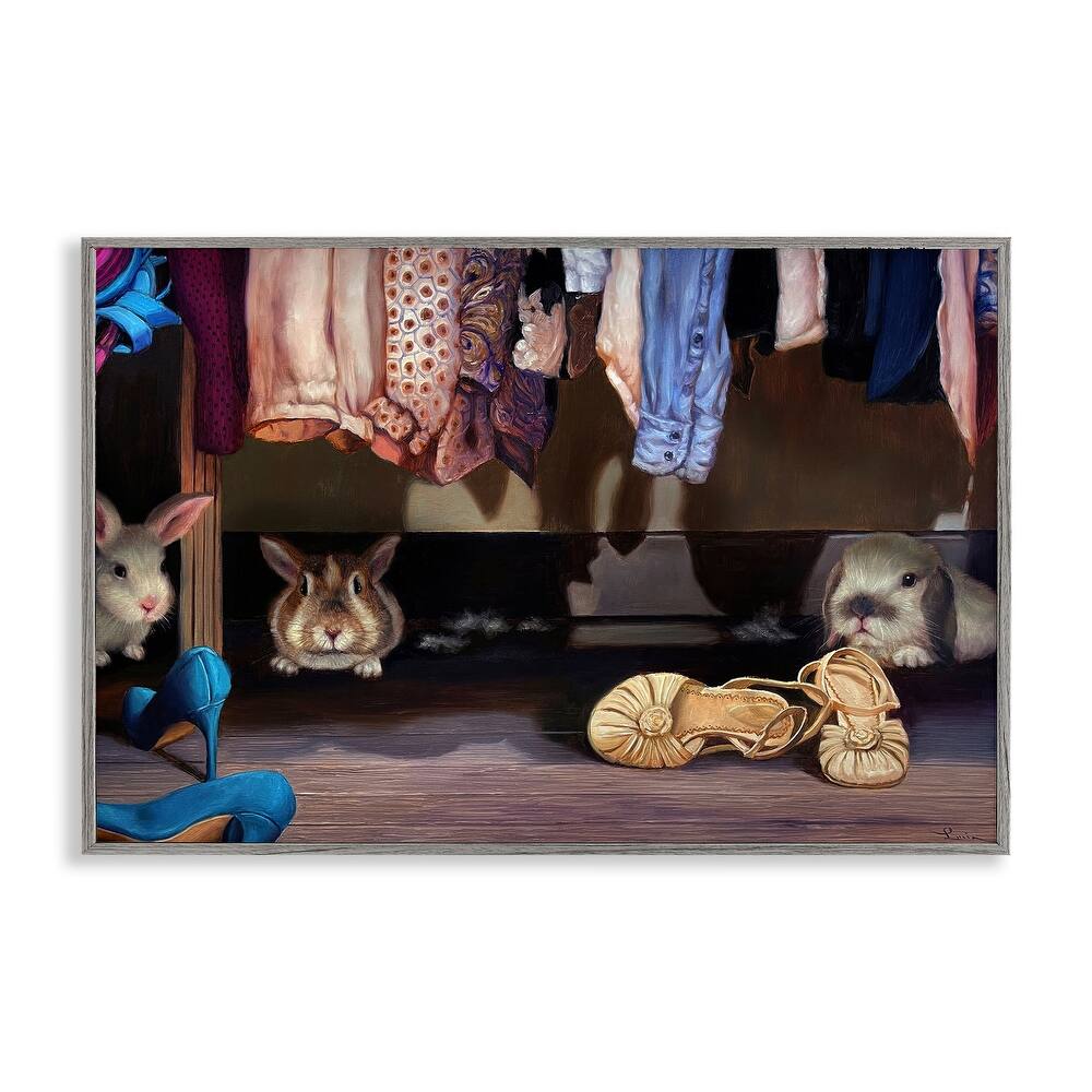 Stupell Bunnies Under Closet View Framed Giclee Art Design By Lucia Heffernan