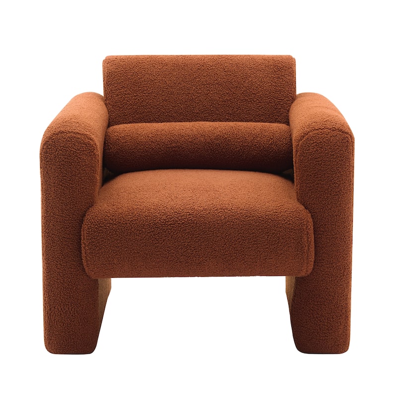 Lambskin Sherpa Fabric Upholstered Comfy Reading Arm Chair