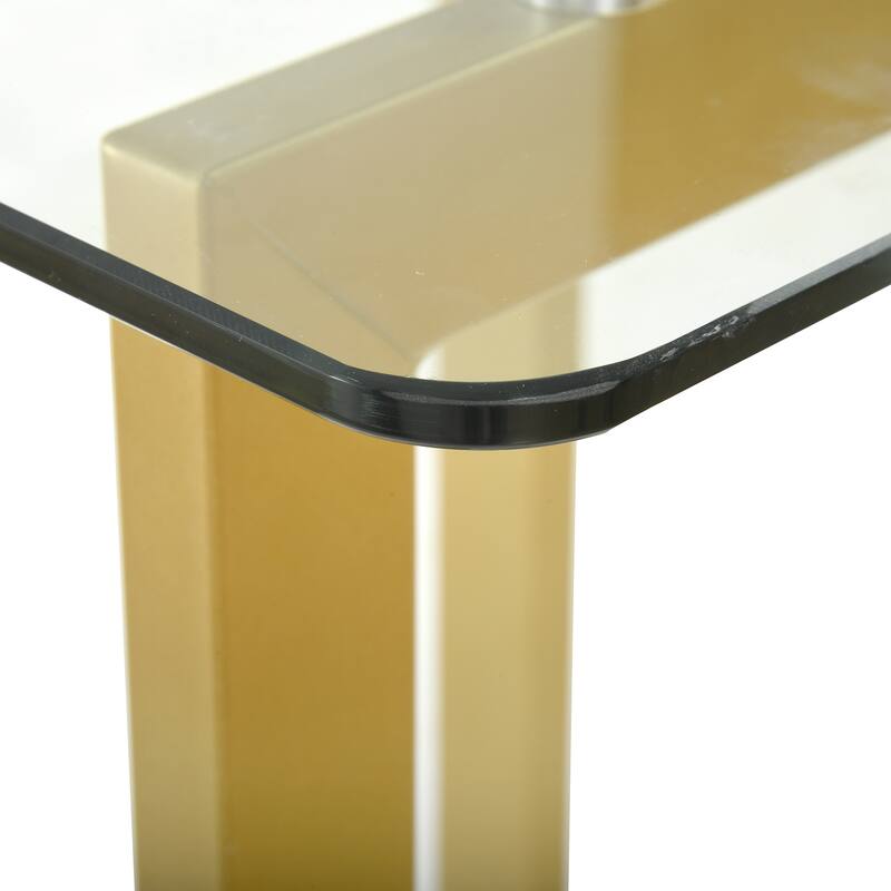 47.2 Inch Modern Tempered Glass Home Kitchen Restaurant Dining Table - 47.2 inches