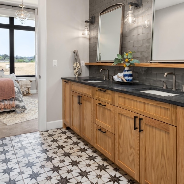 SomerTile 17.63x17.63-inch Royals Estrella Nero Ceramic Floor and Wall Tile. Opens flyout.
