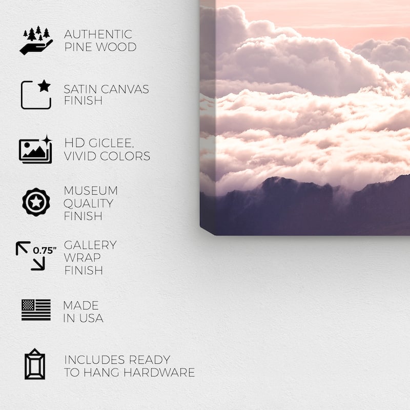 Wynwood Studio Canvas Nature and Landscape Over the Hillside White and Light Pink Modern & Contemporary Wall Art Canvas Print