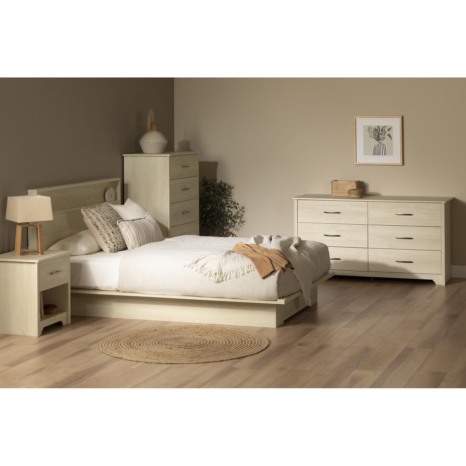 South Shore Fusion Storage Platform Bed, Modern, Minimalist - Bed 
