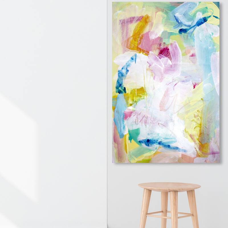 Wynwood Studio Canvas Abstract Colors at the Field White and Light Blue Modern & Contemporary Wall Art Canvas Print - 54 x 36