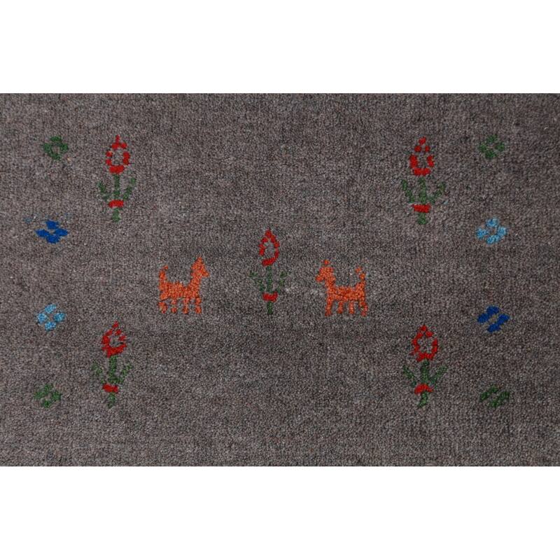 Modern Tribal Gabbeh Indian Rug Hand-Knotted Wool Carpet - 9'3" x 12'6"