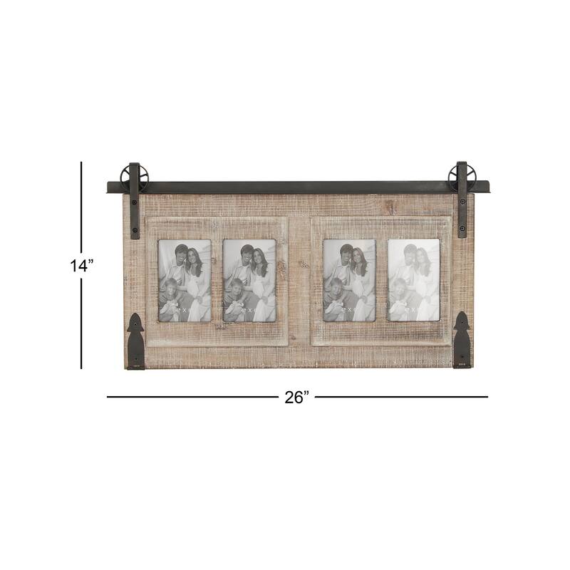 Wooden 4 Slot Wall Photo Frame with Metal Accent - Brown - Roche River Decor