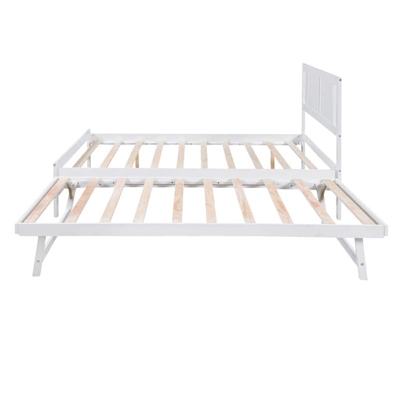 Full Size Platform Bed with Adjustable Trundle