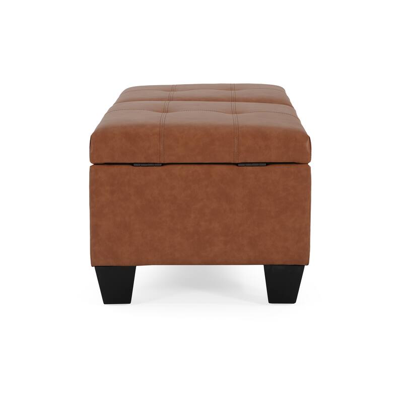 Practical Leather Ottoman Bench Window Bench, Corridor Bench with Double Open Top, Padded Seat for Mudroom