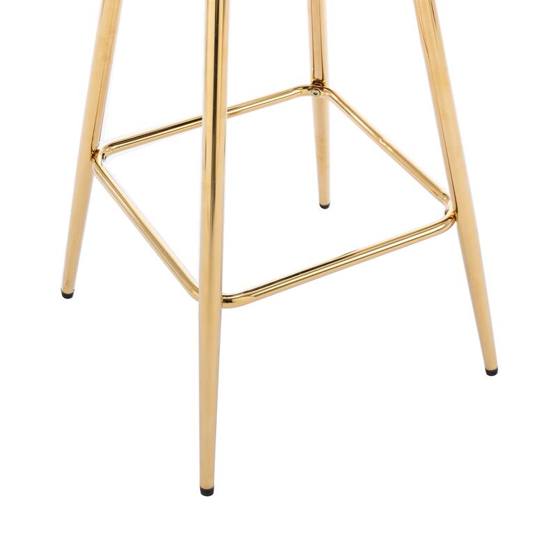 Bar Stools Set of 2, 26 Inch Counter Height Bar Stools Velvet Low Back Chair with Golden Armrest for Kitchen Island, Home Bar