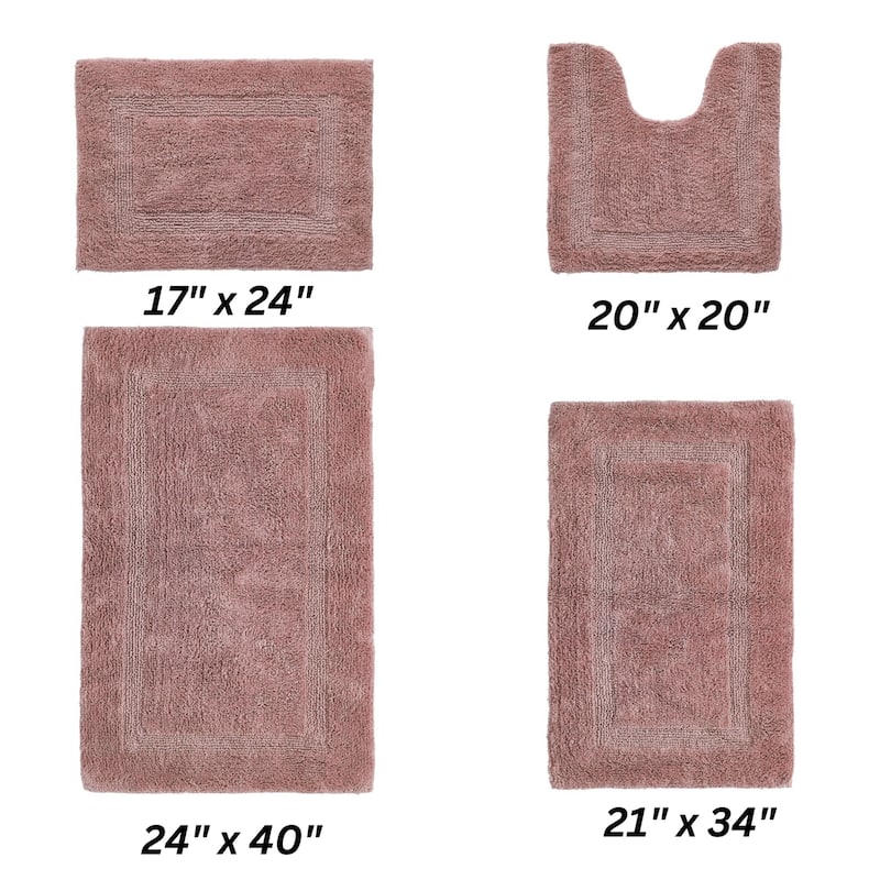Better Trends Bath Rugs 100% Cotton Reversible Highly Water Absorbent Bathroom Rug for Shower, Sink, Bath Mats - Lux Collection